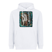 White indian feather headdress with leopard background Heavyweight Hoodie - RanaPortraitStore