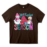 Chocolate Brown It's Freezin Season Heavy Core Tee - CowhideDigitalArt