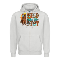 Dove Grey wild like west Zipper Hoodie - texasbilliewilder