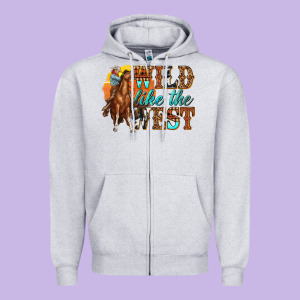 Wild Like West Zipper Hoodie Designed By Texasbilliewilder