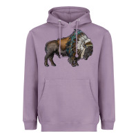 Lavender bison with indian headdress Heavyweight Hoodie - RanaPortraitStore