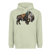 Matcha bison with indian headdress Heavyweight Hoodie - RanaPortraitStore