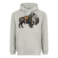 Moon Dust bison with indian headdress Heavyweight Hoodie - RanaPortraitStore