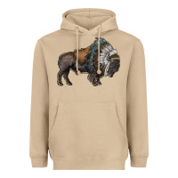 Mushroom bison with indian headdress Heavyweight Hoodie - RanaPortraitStore