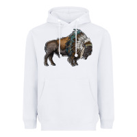 Bison With Indian Headdress Heavyweight Hoodie | Teevron