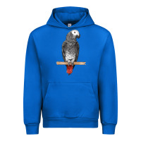 Cobalt African Gray Parrot Bird Urban Hoodie - LillyAllenDesigns