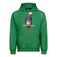 Emerald African Gray Parrot Bird Urban Hoodie - LillyAllenDesigns