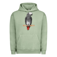 Pigment Oil Green African Gray Parrot Bird Urban Hoodie - LillyAllenDesigns
