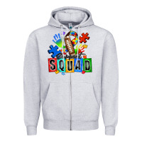 Heather Grey american football support squad autism Zipper Hoodie - Zillion Design Studio