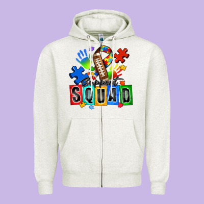 American Football Support Squad Autism Zipper Hoodie Designed By Zillion Design Studio