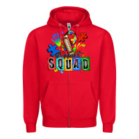 Red american football support squad autism Zipper Hoodie - Zillion Design Studio
