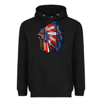 Black american flag indian headdress Heavyweight Hoodie - RanaPortraitStore