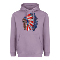 Lavender american flag indian headdress Heavyweight Hoodie - RanaPortraitStore