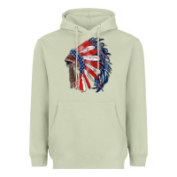 Matcha american flag indian headdress Heavyweight Hoodie - RanaPortraitStore