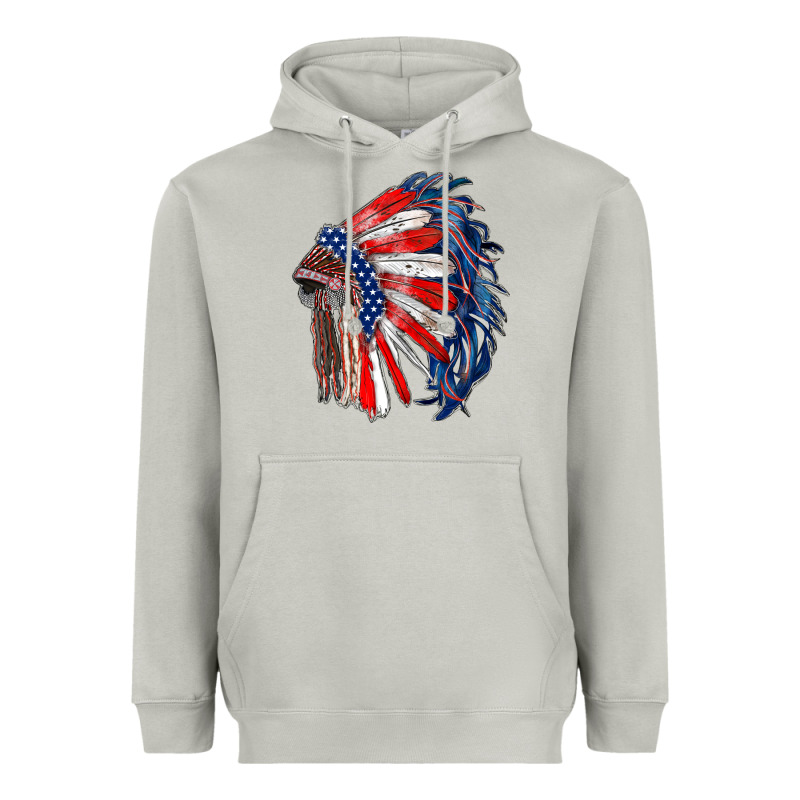 American Flag Indian Headdress Heavyweight Hoodie by RanaPortraitStore | Teevron
