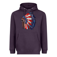 Plum american flag indian headdress Heavyweight Hoodie - RanaPortraitStore