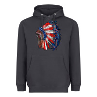 Smoke american flag indian headdress Heavyweight Hoodie - RanaPortraitStore