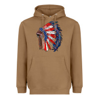 Toasted Coconut american flag indian headdress Heavyweight Hoodie - RanaPortraitStore