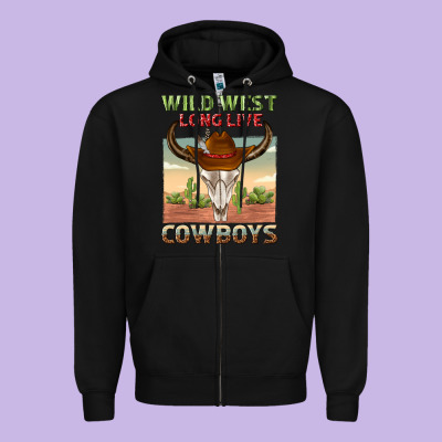Zipper Hoodie wild west long live cowboys