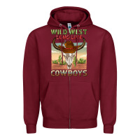 Burgundy wild west long live cowboys Zipper Hoodie - texasbilliewilder