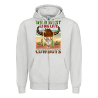 Dove Grey wild west long live cowboys Zipper Hoodie - texasbilliewilder
