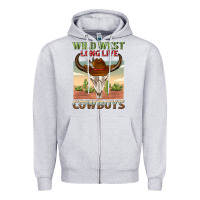 Heather Grey wild west long live cowboys Zipper Hoodie - texasbilliewilder