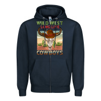 Navy wild west long live cowboys Zipper Hoodie - texasbilliewilder
