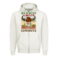 Oatmeal Heather wild west long live cowboys Zipper Hoodie - texasbilliewilder