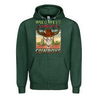 Sports Green wild west long live cowboys Zipper Hoodie - texasbilliewilder