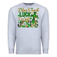 Heather Grey i dont need luck ive got jesus st. patricks day Premium Sweatshirt - Neo Western