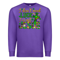 Purple i dont need luck ive got jesus st. patricks day Premium Sweatshirt - Neo Western