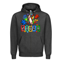 Charcoal Heather baseball support squad autism Zipper Hoodie - Zillion Design Studio