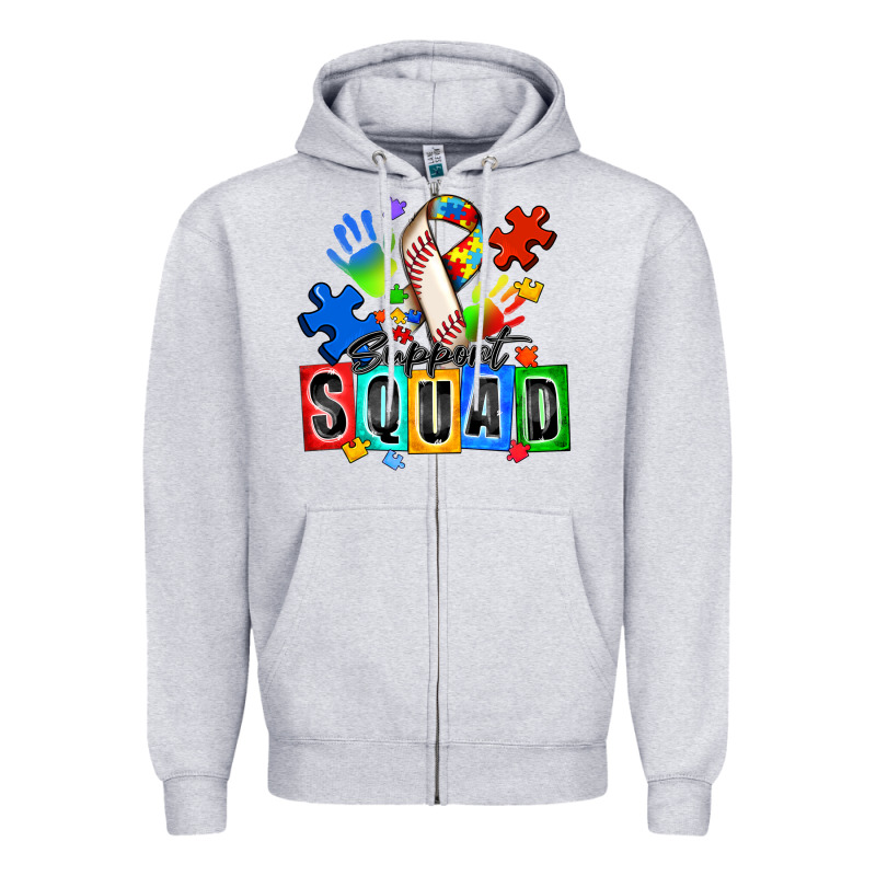 Baseball Support Squad Autism Zipper Hoodie by Zillion Design Studio | Teevron