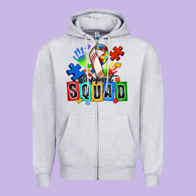 Baseball Support Squad Autism Zipper Hoodie Designed By Zillion Design Studio