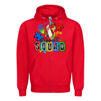 Red baseball support squad autism Zipper Hoodie - Zillion Design Studio