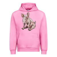 Fuchsia Pink american yorkshire pig Urban Hoodie - LillyAllenDesigns