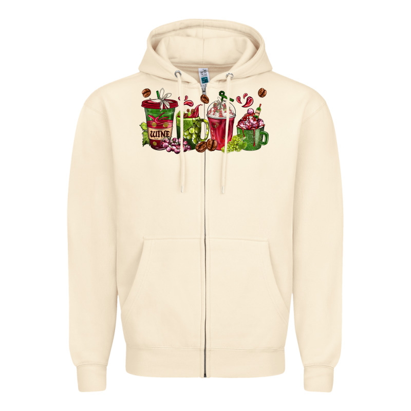 Wine Coffee Cups Zipper Hoodie by texasbilliewilder | Teevron