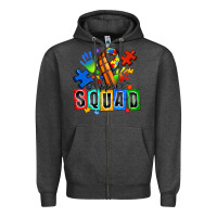Charcoal Heather basketball support squad autism Zipper Hoodie - Zillion Design Studio