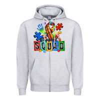 Heather Grey basketball support squad autism Zipper Hoodie - Zillion Design Studio