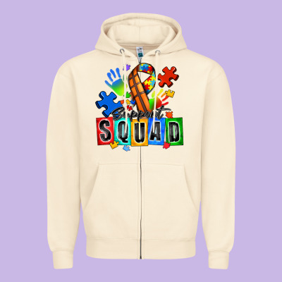 Basketball Support Squad Autism Zipper Hoodie Designed By Zillion Design Studio