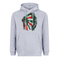 Heather Grey mexican flag indian headdress Heavyweight Hoodie - RanaPortraitStore