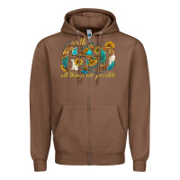 Chestnut with god all things are possible with cross Zipper Hoodie - texasbilliewilder