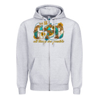 Heather Grey with god all things are possible with cross Zipper Hoodie - texasbilliewilder