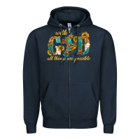Navy with god all things are possible with cross Zipper Hoodie - texasbilliewilder