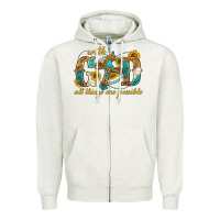 Oatmeal Heather with god all things are possible with cross Zipper Hoodie - texasbilliewilder