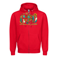 Red with god all things are possible with cross Zipper Hoodie - texasbilliewilder