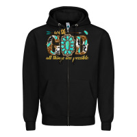 Black with god all things are possible with gemstone Zipper Hoodie - texasbilliewilder