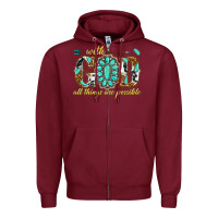 Burgundy with god all things are possible with gemstone Zipper Hoodie - texasbilliewilder
