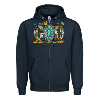 Navy with god all things are possible with gemstone Zipper Hoodie - texasbilliewilder