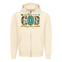 Sandshell with god all things are possible with gemstone Zipper Hoodie - texasbilliewilder